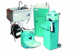 teal range of portable sinks